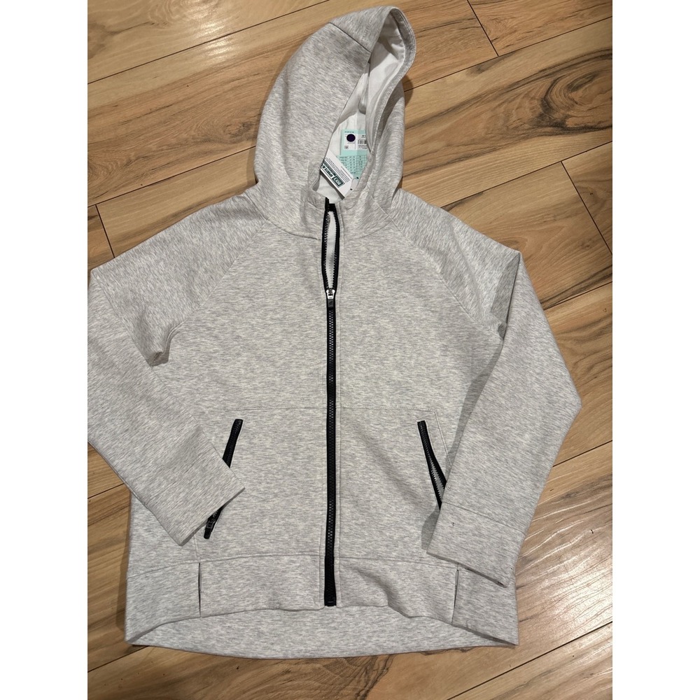 DSG Girls' Fleece Full Zip‎ Hoodie Light Heather Gray Jacket Size L (14) NWT